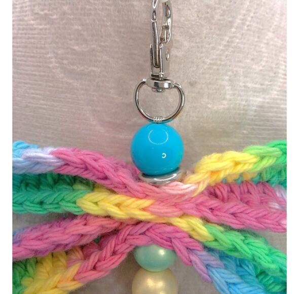 Crochet Dragonfly Pastel Beaded Keychain Handmade Diffuser Purse Charm Bag Clip - Picture 3 of 8